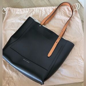 Rebecca Minkoff NEW Tote Bag Black Leather Brown straps Stella North South